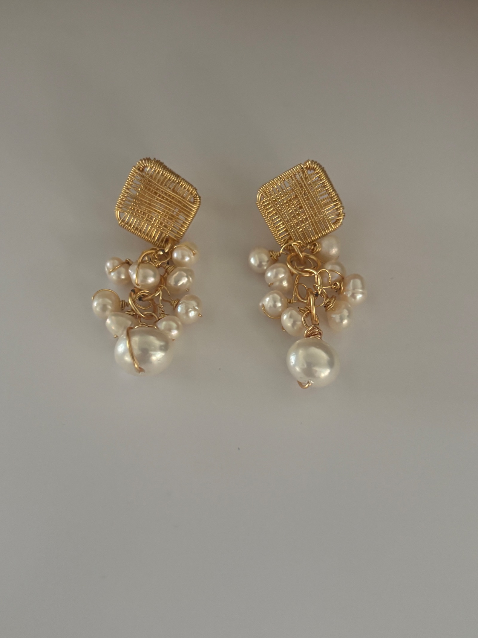 Aros cuadrado con perlas # 129